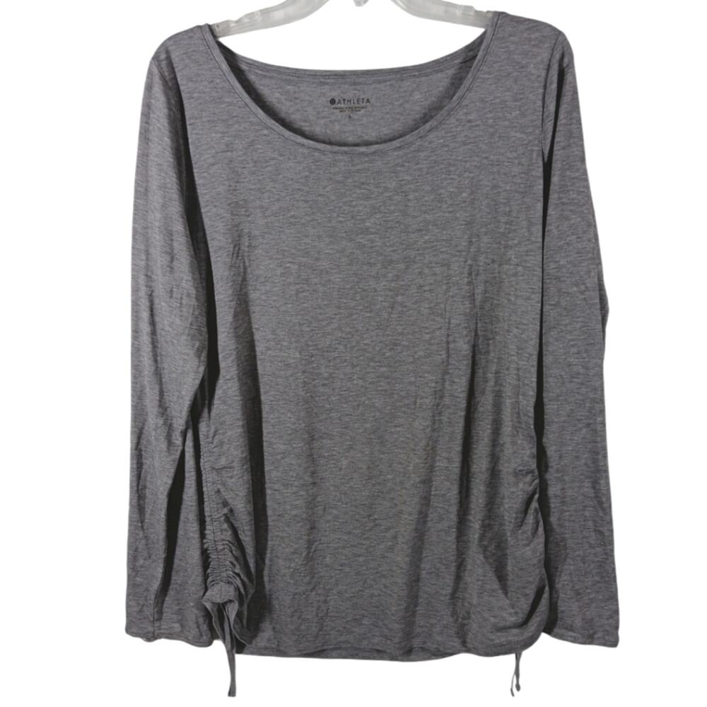 Athleta Encore Cinch Long Sleeve Shirt Gray size Large